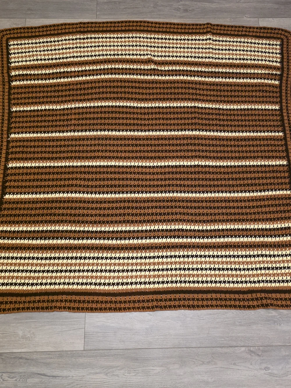 Vintage 1970s Style Handmade Crochet Afghan Blanket Size 56x54